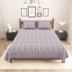 Suministro al por Mayor de Sábanas de Algodón Rosa Jaipuri con Estampado Tradicional para Hoteles y Alquileres, Ropa de Cama a Precio de Mayoreo - Product Image 1