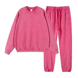 Vente en gros de survêtement blanc uni d'hiver 100% survêtements vintage de haute qualité en éponge française lavés à l'acide pour hommes - Product Image 5