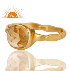 Anillo apilable de Plata de Ley 18k, GEMA de citrino natural chapado en oro, joyería personalizada - Product Image 2