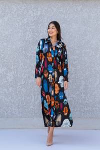 2025 nouveauté haute qualité mignon naturel mode élégant solide à manches longues décontracté été femmes Sexy Boho caftan robe lavable - Product Image 5