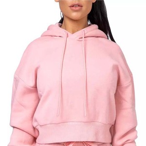 New Style Ladies Tracksuits Solid Drawstring Suits Pink Color Pullover Cotton Fleece Customs Logo <b>Women</b> Tracksuit Sets - Product Image 4