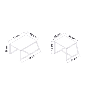 Elegance Minimal Double Table Basse Pieds en Métal Noir Anthracite Nouveau Moderne Fonctionnel Décoration de Maison Salon Mobilier de Maison - Product Image 6