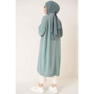 Cardigan largo informal Aerobin con botones, estampado sólido de invierno, diseño frontal de longitud corta - Product Image 4