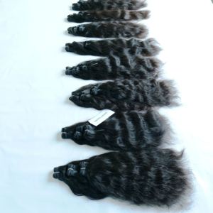 Vente en gros d'extensions de cheveux humains naturels ondulés indiens à cuticule alignée, tissage à double trame, traitement chimique - Product Image 3