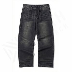Pantalons en jean pour hommes de qualité supérieure, vintage, sur mesure, coupe ample, jambe droite, ample, couleur personnalisée, bas de qualité supérieure - Product Image 1
