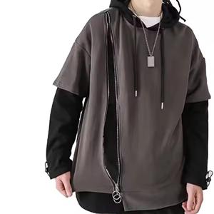 Sweat à capuche surdimensionné 100% coton pour homme avec cagoule à double capuche avec fermeture à glissière et épaule tombante confort hivernal - Product Image 4