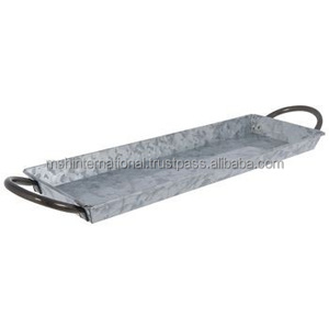 Plateau de rangement rond en argent avec poignées, design Art Déco, écologique, pour salon et table de cuisine - Product Image 5