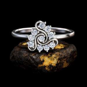 Anillo Minimalista de Plata de Ley 925 con Baño de Oro de 14K, Diseño de Espiral, Engaste de Circonita Cúbica, Anillo de Banda, Joyería Fina para Cumpleaños - Product Image 2