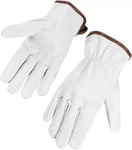 Gants de travail en cuir de chèvre blanc durable de haute qualité travail en plein air et sécurité du conducteur Style uni - Product Image 1