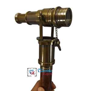 Canne de marche pliable en bois brun faite à la main avec poignée télescopique plaquée laiton de haute qualité, style antique, cadeau idéal pour les personnes âgées - Product Image 5