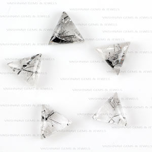 พลอยควอตซ์เจียระไนแบบหลวมทำจากทับทิมสีดำธรรมชาติเจียระไนทรงสามเหลี่ยมเทียบขนาด10มม. ผู้ผลิตขายส่ง - Product Image 3