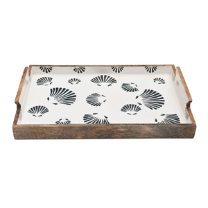 Plateau de service rectangulaire en manguier imprimé décoratif en laiton AK avec poignée multicolore pour ustensiles de cuisine/vaisselle - Product Image 4