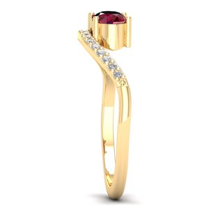 แหวนหมั้นเพชรโมอิสซาไนต์ทองคำแท้ 14K ได้รับการรับรองจาก REYES GRA สำหรับผู้หญิง ดีไซน์หรูหรา ทรงรูปไข่ น้ำหนัก 0.5 กะรัต ประดับพลอยทับทิม เครื่องประดับชั้นดี - Product Image 3