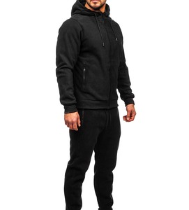 Sweat-shirt à capuche actif décontracté avec logo brodé personnalisé pour hommes Survêtement avec fermeture éclair Survêtements d'extérieur survêtements OEM - Product Image 2
