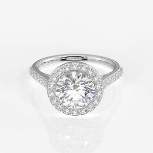 Lab Grown Round Cut <b>Diamond</b> <b>Ring</b> with 14k Gold Halo Engagement Handcrafted <b>Diamond</b> <b>Rings</b> - Product Image 5