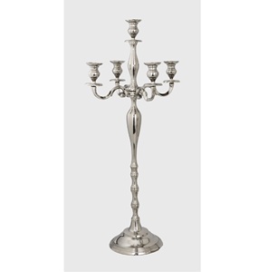 <b>Tall</b> Shiny Nickel Plated Metal Floor Standing 5 Arm Candelabra <b>Candle</b> <b>Holder</b> For Wedding Event Party Decoration Luxury Home Deco - Product Image 3