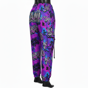 กางเกงวินด์เบรกเกอร์ผู้หญิง คุณภาพสูง โพลีเอสเตอร์ นุ่ม ทนลม สีม่วง สไตล์สตรีท รับสกรีนโลโก้ กางเกงวินด์เบรกเกอร์ - Product Image 5