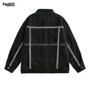 Custom <b>Men's</b> Winter Wool Sherpa Style Full-Zip Fleece <b>Jacket</b> High Quality Long Sleeve Turn-Down Collar Outdoor Zipper <b>Fur</b> - Product Image 2