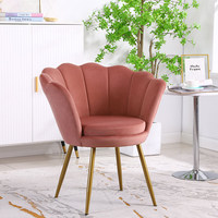YIBO Fauteuil de loisir moderne en velours pour salon et chambre à coucher Pieds en métal doré pour restaurants hôtels et villas