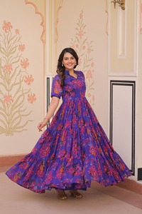 Nouvelle variété de dernière tenue de créateur moderne à la mode fausse georgette avec robe imprimée exportateur et fournisseur mondiaux de l'inde - Product Image 2