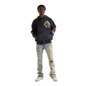 Sweat à capuche zippé pour homme en molleton bouclette délavé à l'acide et effet soleil, personnalisable, style streetwear décontracté, dernier design, vente en gros OEM - Product Image 2