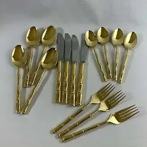 Ensemble d'ustensiles de table chics en acier inoxydable poli, collection de cuillères, fourchettes et couteaux pour un usage quotidien et le service de fête - Product Image 6