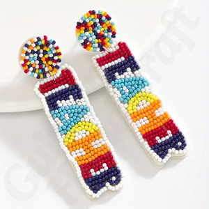 Pendientes de gota de cristal hechos a mano, diseño de letra de miel, colgante de acero inoxidable deportivo Simple, joyería de moda para deportes de invierno - Product Image 3