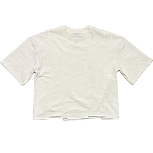 Wholesale T-<b>shirts</b> Manufacturer Custom Contrast Stitching Overlapping Seams <b>Patchwork</b> Blank Cotton White T <b>Shirts</b> Men - Product Image 2