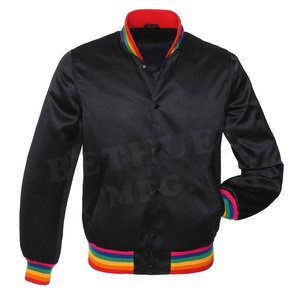 College Blank Embroidery Polyester Bulk Wholesale Custom <b>Mens</b> Winter High Street <b>Varsity</b> Baseball <b>Bomber</b> Satin <b>Jacket</b> - Product Image 5