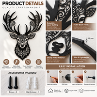 Décoration murale personnalisée en acier inoxydable, tête de cerf Art Déco à suspendre pour la maison, le garage, la cabane, la ferme, l'extérieur, OEM ODM