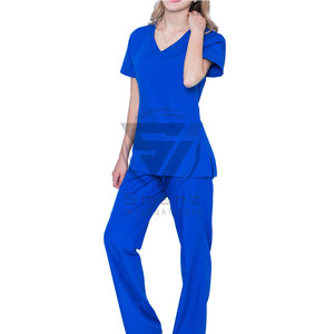 Conjunto de Uniformes Médicos Cómodos con Cuello Alto, Cierre Frontal, Mangas con Puños y Aberturas Laterales para Médicos, Enfermeras y Asistentes Dentales - Product Image 6