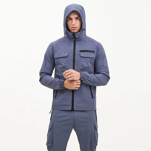 ชุดกันลมไซส์พิเศษสำหรับผู้ชายสั่งทำพิเศษมีซิปรูดผ้าโพลีเอสเตอร์สแปนเด็กซ์ลายพื้นกันลมขายส่งคุณภาพสูง - Product Image 3