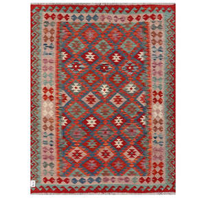 Alfombra Kilim de Maimana, Afganistán, 193 x 149 cm, Alfombras y Juegos de Alfombras - Product Image 1
