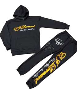 Conjunto de chándal informal personalizable para hombre Sudadera con capucha estampada y pantalones cargo Traje de jogging de invierno de talla grande - Product Image 4