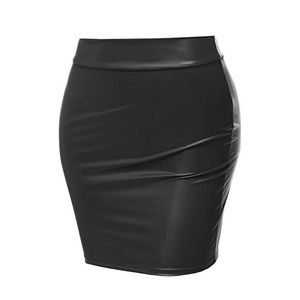 กระโปรงหนังเอวสูงลำลองสไตล์หรูหราสำหรับฤดูร้อนกระโปรงอัดพลีท PU - Product Image 1