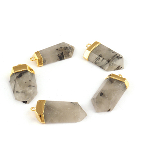 โรงงานขายส่งราคาธรรมชาติสีดํา rutile อัญมณีทอง electroplated diy เดี่ยวประกันตัวจี้เชื่อมต่อ DIY แฟชั่นเครื่องประดับ - Product Image 6