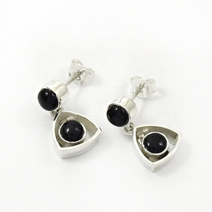 Boucles d'oreilles bohémiennes de luxe fabriquées à la main en onyx noir naturel, pierre de naissance, pierres précieuses, design vintage, boucles d'oreilles en argent 925 pour elle - Product Image 4