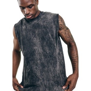 Acid Wash Muscle Solid Men's Sleeveless Quick Dry Breathable Gym Workout Tank Top Custom Fitness Clothing for Bodybuilding - Product Image 1