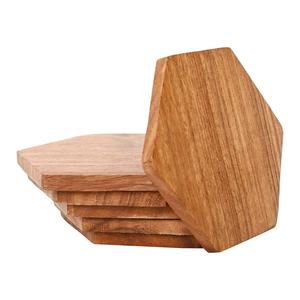 Ensemble de 4 sous-verres en bois écologiques personnalisés, style campagnard, articles de cuisine et articles ménagers, tapis et coussinets pour la décoration de la maison - Product Image 6