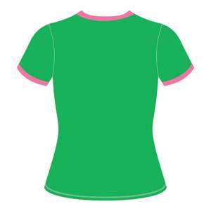 HBCU femmes éduquées Chenille contraste garniture sonnerie t-shirt vert avec des lettres brodées roses coton sororité collégiale t-shirt - Product Image 3