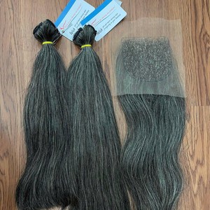 Extensions de cheveux humains vietnamiens de qualité supérieure, gris naturel, trame double, texture droite - Product Image 1