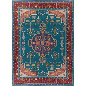 Alfombras de Lana Tejidas Planas Azules Beduinas para Decoración del Hogar ADWL-23002 - Product Image 1