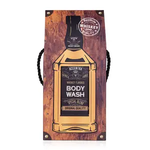 Gel de ducha Accentra MEZCLA ESPECIAL en botella incl. Caja de regalo con aspecto de whisky, 400ml, fragancia: whisky, Color: negro/naranja