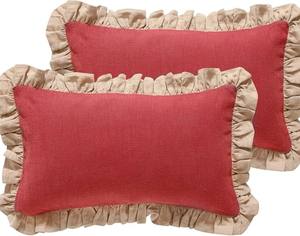 Taies d'oreiller à volants, housses de coussin, taies d'oreiller, literie, fermeture enveloppe, couleur pâte de haricots, vente en gros, taie d'oreiller à volants en coton - Product Image 1