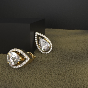ต่างหูแบบกระดุมทอง18K 1.30กะรัตแต่ละเม็ดทำจากเพชรโมอิสฮาโล - Product Image 4
