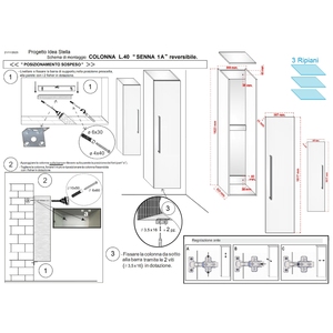 Italiano reversibile noce Tranché finitura colonna sospesa mobili da bagno con porta Pack collezione 1-Senna - Product Image 2