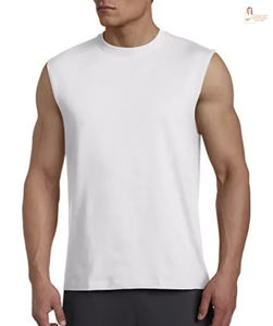Nouveau design T-shirt décontracté sans manches à col rond pour homme, respirant, tricoté, 100% coton, couleur unie, séchage rapide - Product Image 2