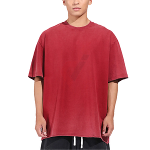 เสื้อยืดคอกลมปักลายขนาดใหญ่พิเศษสำหรับผู้ชาย ผ้าฝ้าย 100% สไตล์วินเทจ ระบายอากาศได้ดี รับผลิตแบบ OEM - Product Image 1