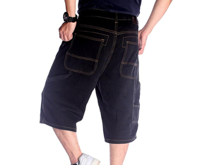 Shorts décontractés en toile noire unie déchirés et brodés pour hommes, taille mi-haute, extensibles, respirants, séchage rapide, nouvelle collection 2026 – Vente Flash - Product Image 6