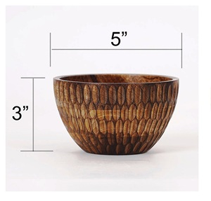Cuenco de madera tallada tribal 5X3 pulgadas Plato de ensaladera más vendido Tamaño personalizado Hecho EN LA India - Product Image 1